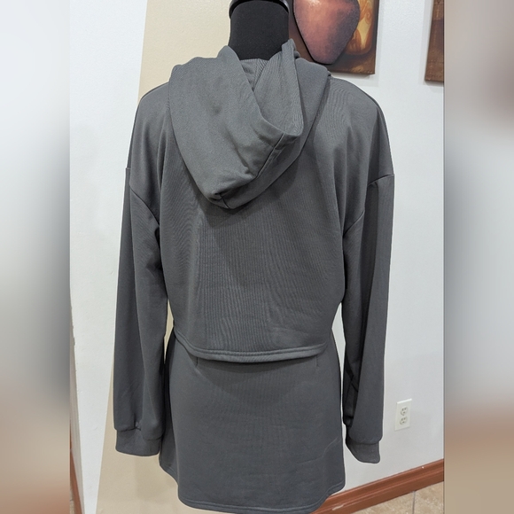 Cider 2 Piece Gray Hooded Sweatshirt Over Tanktop Dress - Picture 3 of 10